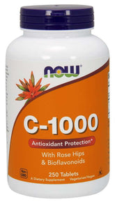 Vitamine C 1000 MG avec bioflavonoïdes et rose musquée 250 comprimés NOW FOODS